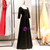 A-Line Black Velvet Square Short Sleeve Prom Dress 2020