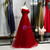 Burgundy Tulle Spaghetti Straps Beading Long Prom Dress