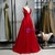 Simple Burgundy Satin Deep V-neck Backless Prom Dress 2020