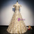 Champagne Tulle Sequins Off the Shoulder Prom Dress 2020