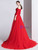 Fashion Red Satin Tulle Trouser Skirt Prom Dress