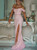 Pink Mermaid Sequins Off the Shoulder Prom Dress With Side Split 2020