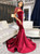 Burgundy Mermaid Strapless Velvet Long Prom Dress 2020