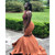 Orange Mermaid Satin Halter Cut Out Beading Prom Dress 2020