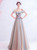 In Stock:Ship in 48 Hours Champagne Gray Tulle Off the Shoulder Appliques Prom Dress 2020