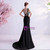 In Stock:Ship in 48 Hours Black Mermaid Satin Appliques Prom Dress 2020