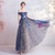 In Stock:Ship in 48 Hours Blue Tulle Appliques Sequins Off the Shoulder Prom Dress 2020