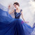 In Stock:Ship in 48 Hours Blue Tulle Two Colors Sparkle Sequins Off the Shoulder Prom Dress