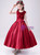 Shop 2020 Dark Red Satin Scoop Ankle Length Flower Girl Dress With Belt Under 100