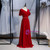 Shop Sexy V Neck Short Sleeves Beading Velvet Log Red Prom Dress Under 128