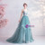 In Stock:Ship in 48 Hours Blue Tulle Lace V-neck Prom Dress 2020