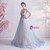 In Stock:Ship in 48 Hours Blue Tulle Spagehtti Straps Beading Prom Dress 2020