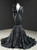 Black Mermaid Sequins Long Sleeve Ruffls Long Prom Dress 2020
