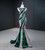 Silver And Green Mermaid Sequins Cap Sleeve Prom Dress