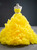 Yellow Ball Gown Tulle Ruffles Sweetheart Crystal Prom Dress 2020