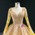 Yellow Ball Gown Tulle Sequins Long Sleeve Prom Dress 2020