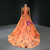 Orange Ball Gown Tulle Sequins Long Sleeve High Neck Prom Dress 2020