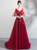 In Stock:Ship in 48 Hours Burgundy Tulle V-neck Appliques Prom Dress 2020
