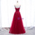 In Stock:Ship in 48 Hours Burgundy Tulle Spagehtti Straps Beading Prom Dress