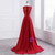 A-Line Red Chiffon Appliques Long Floor Length Prom Dress