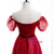 A-Line Burgundy Tulle Puff Sleeve Off the Shoulder Prom Dress