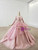 Pink Ball Gown Tulle Long Sleeve Beading Wedding Dress 2020