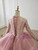 Pink Ball Gown Tulle Long Sleeve Beading Wedding Dress 2020