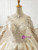 Champagne Ball  Gown Tulle High Neck Long Sleeve Beading Wedding Dress 2020