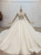 Light Champagne Ball Gown Tulle High Neck Long Sleeve Wedding Dress 2020