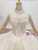 Light Champagne Ball Gown Tulle High Neck Long Sleeve Wedding Dress 2020