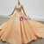 Orange Ball Gown Tulle High Neck Long Sleeve Sequins Appliques Wedding Dress 2020