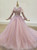 Purple Ball Gown Tulle 3D Flower Long Sleeve Wedding Dress 2020