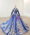 Take Center Stage In Royal Blue Tulle Lace Appliques V-neck Long Sleeve Wedding Dress 2020