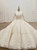 Champagne Ball Gown Tulle Appliques Long Sleeve Wedding Dress 2020