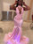 Shop This Selection Of Pink Mermaid Satin Halter Appliques Beading Prom Dress 