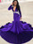 We Carry Purple Mermaid Deep V-neck Long Sleeve Appliques Prom Dress 2020