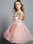 In Stock:Ship in 48 Hours Pink Tulle Embroidery Short Sleeve Flower Girl Dress With Feather 2020