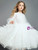 In Stock:Ship in 48 Hours White Tulle Sequins Long Sleeve Flower Girl Dress 2020