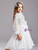 In Stock:Ship in 48 Hours White Tulle Long Sleeve Beading Flower Girl Dress 2020