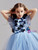In Stock:Ship in 48 Hours Princess Blue Tulle 3D Appliques Flower Girl Dress 2020