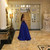 Royal Blue Satin Strapless Puffy Evening Dresses Prom Gowns