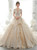 Wear a Classic Dark Champagne Ball Gown Tulle Cap Sleeve Sequins Backless Wedding Dress