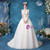 Long & Short Made-To-Measure In Stock:Ship in 48 Hours White Ball Gown Tulle V-neck Appliques Wedding Dress