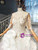 Shop Online White Ball Gown Tulle Satin Half Sleeve Ruffles Appliques Beading Sequins Wedding Dress