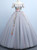 Shop Designer Gray Ball Gown Tulle Off the Shoulder Short Sleeve Embroidery 