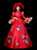 To Fit Your Style Red Ball Gown Satin High Neck Long Sleeve Print Drama Show Vintage Gown Dress