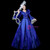 For You Next Prom Dance Blue Ball Gown Satin Long Sleeve Seuqins Appliques Drama Show Vintage Gown Dress