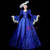For You Next Prom Dance Blue Ball Gown Satin Long Sleeve Seuqins Appliques Drama Show Vintage Gown Dress