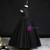 Individually Cut Black Ball Gown Tulle High Neck Cap Sleeve Flower Girl Dress