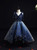 With 1000s Of Navy Blue Tulle Sequins V-neck Hi Lo Flower Girl Dress